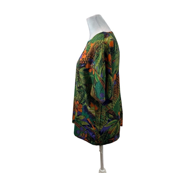 Vintage Nicola Brand Jungle Print Short Sleeve Blouse Size Medium - Picture 4 of 10